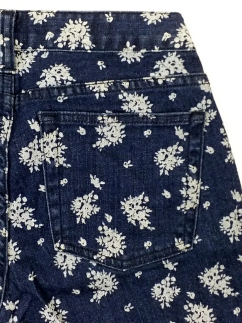J. Crew Matchstick Indigo Floral Print Cropped Skinny Jeans Womens 27
